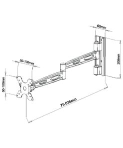 SCL01XL Small TV Long Reach Lockable RV Bracket Measurements