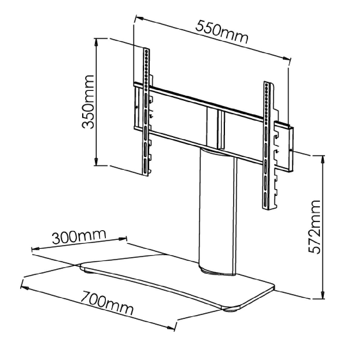 SMPS1S Medium Sized Swivel Base TV Stand Measurements