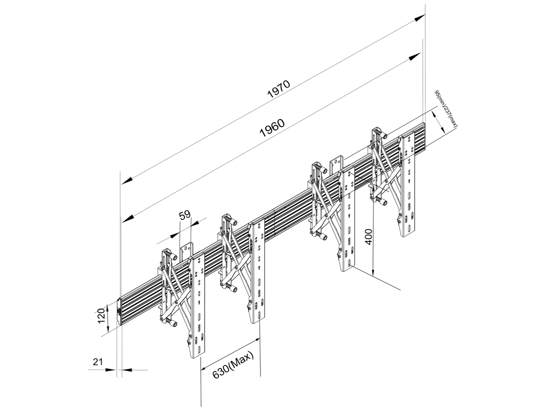 SVW2x1-P400 Video Wall Measurements