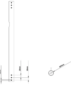SMCM80XL-EXT800 Ceiling Mount 800mm Extension Pole Measurements