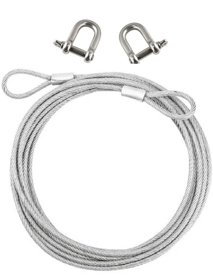 SSS01M 2mm Wire Rope Security Cable Includes D Shackles