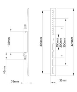 SARFIX400 Video Wall Fixed Arm Measurements