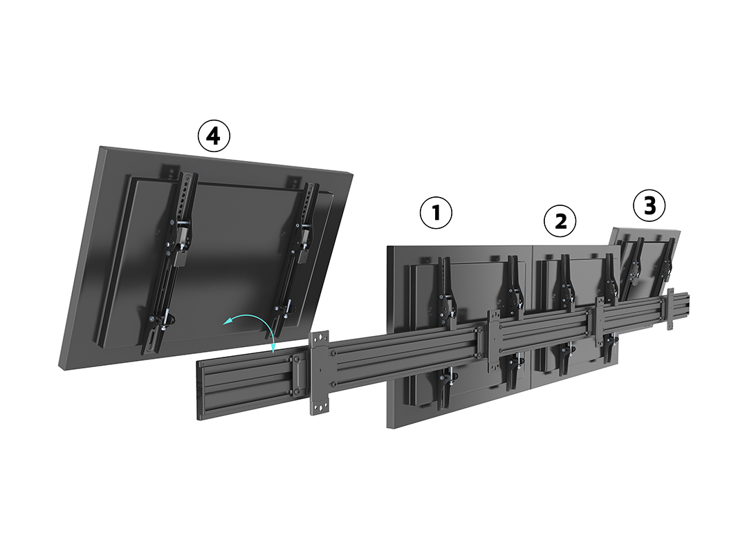 SVW4x1-T400 Tilt Video Wall Screen Installation Order