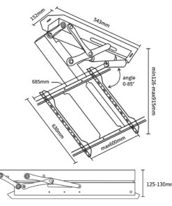 SMFDC50 Motorised Fold Down TV Ceiling Mount - Measurements