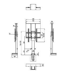 SMLFT-S1000 SureMount motorised TV lift Measurements