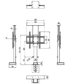 SMLFT-S1000 SureMount motorised TV lift Measurements