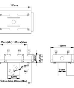 SMCMIBEAM-S Small I-Beam Plate Suitable 2-7in I-Beams Measurements