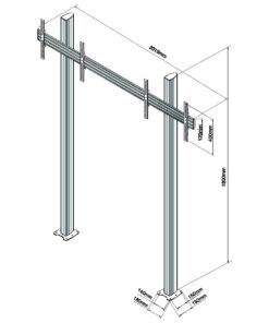 SVWFF2x1-F400 2x1 Floor Fixed Video Wall Measurements