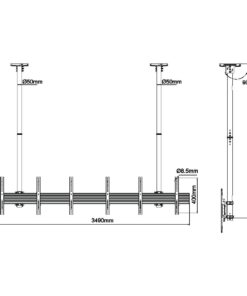 SMCM3x1-F400 3x1 TV Ceiling Mount Measurements
