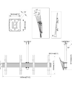 SMCM2x1-T400 2x1 ceiling tilt TV mount measurements