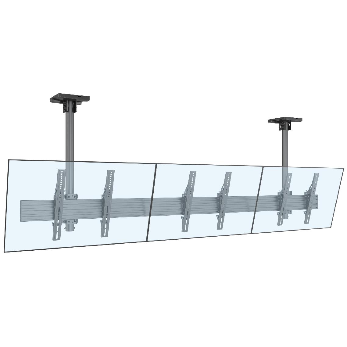 SMCM3x1-T400 3x1 ceiling tilt TV mount screens superimposed