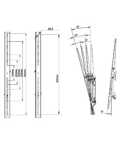 SureMount SARTILT600 600mm Tilting Video Wall Arm Measurements