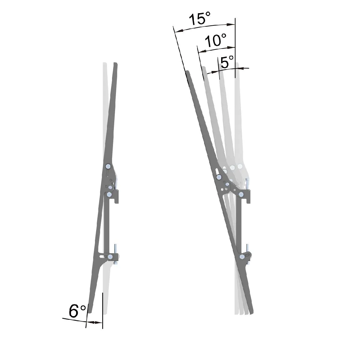 SureMount SARTILT600 600mm Tilting Video Wall Arm Tilt Angles
