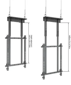 SCW300 Ceiling Hung TV Mount showing variable hieghts