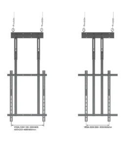 SCW300 Ceiling Hung TV Mount showing VESA configuration